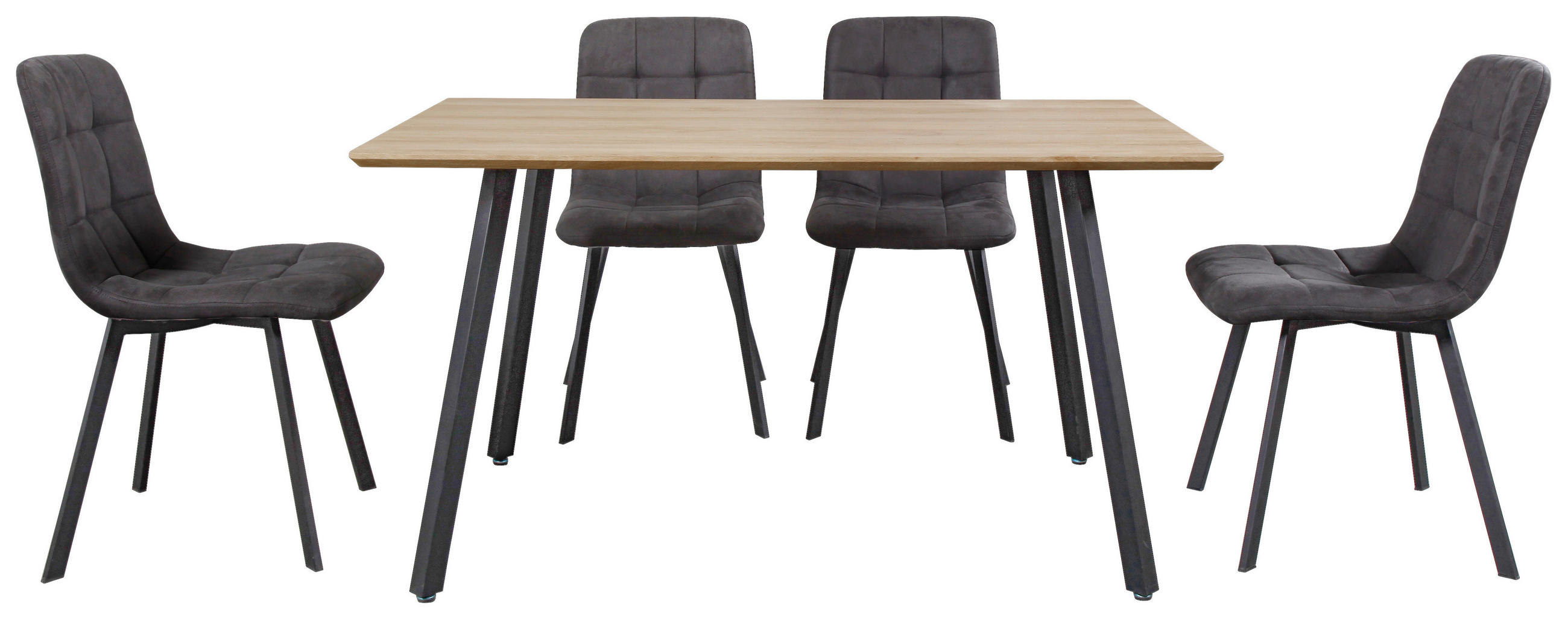 MATGRUPP i metall, textil, trämaterial grå, svart, ekfärgad  - grå/svart, Modern, metall/trämaterial (140/76/80cm) - Hom`in