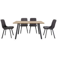 MATGRUPP i metall, textil, trämaterial grå, svart, ekfärgad  - grå/svart, Modern, metall/trämaterial (140/76/80cm) - Hom`in