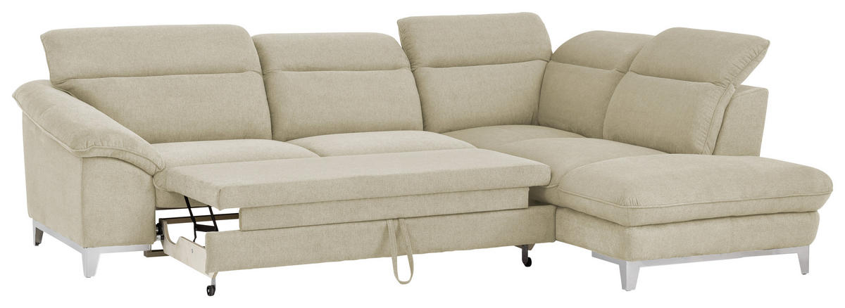 ECKSOFA in Chenille Beige  - Chromfarben/Beige, Design, Textil/Metall (232/293cm) - Livetastic