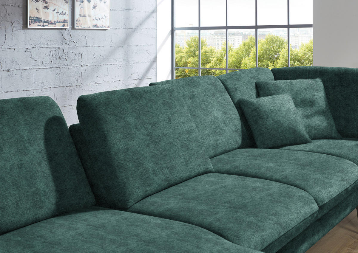 WOHNLANDSCHAFT in Velours Blau, Grün  - Blau/Schwarz, Design, Textil/Metall (180/344/208cm) - Dieter Knoll