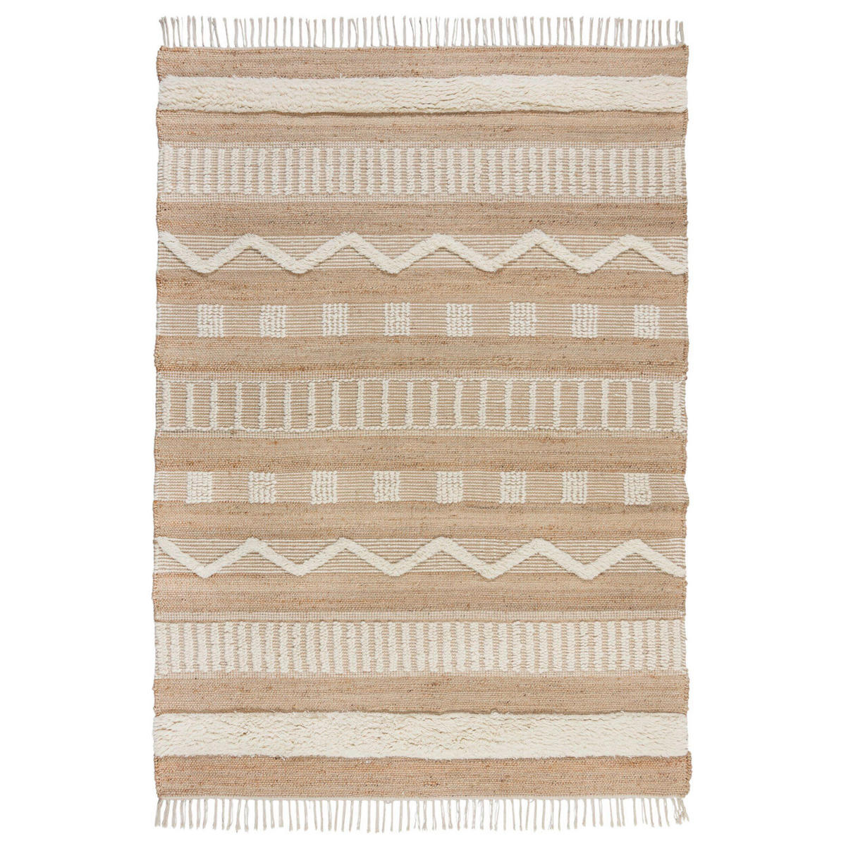 HANDWEBTEPPICH 230/160 cm Creme, Naturfarben  - Creme/Naturfarben, Basics, Textil (230/160cm)
