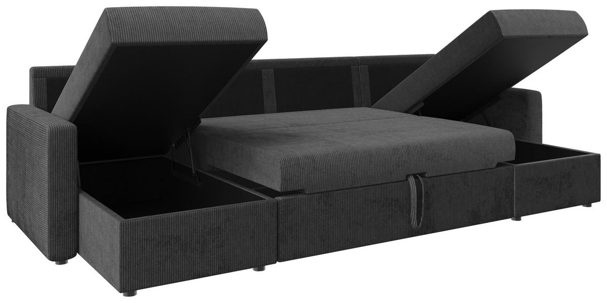 WOHNLANDSCHAFT Anthrazit Cord  - Anthrazit/Schwarz, KONVENTIONELL, Kunststoff/Textil (152/290/152cm) - Ti'me
