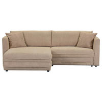 ECKSOFA Hellbraun Plüsch Zierkissen, Rückenkissen, Bettkasten, Schlaffunktion, Rücken echt, Liegefläche im Originalstoff  - Hellbraun/Beige, MODERN, Kunststoff/Textil (246/178cm) - Carryhome