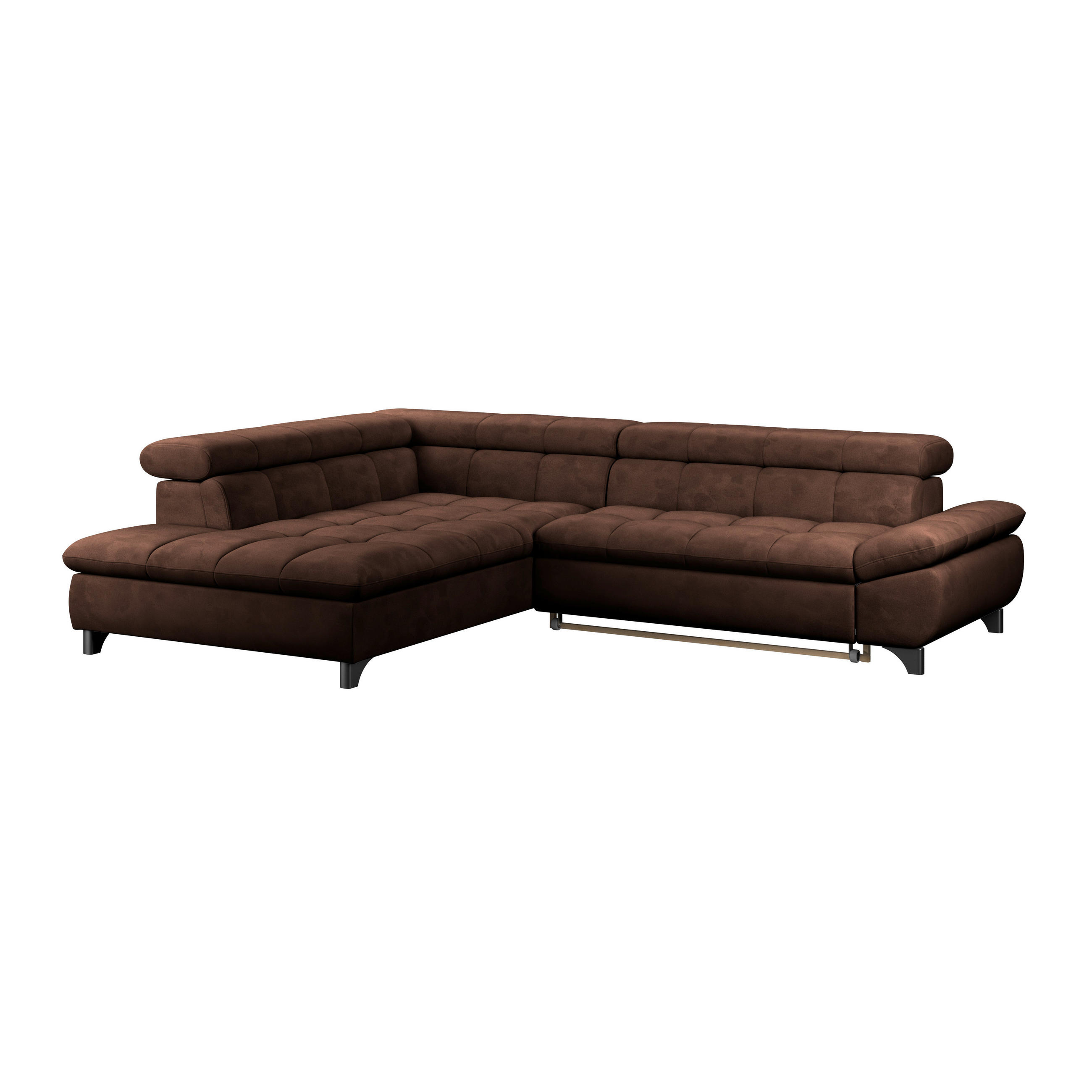 ECKSOFA Braun Chenille  - Chromfarben/Braun, KONVENTIONELL, Textil/Metall (234/312cm) - Livetastic