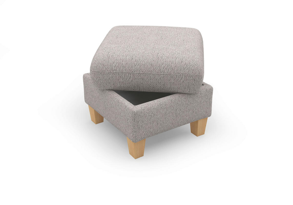 HOCKER GLENDALE E Chenille Silberfarben  - Eichefarben/Silberfarben, KONVENTIONELL, Holz/Textil (58/48/58cm) - Sit & More