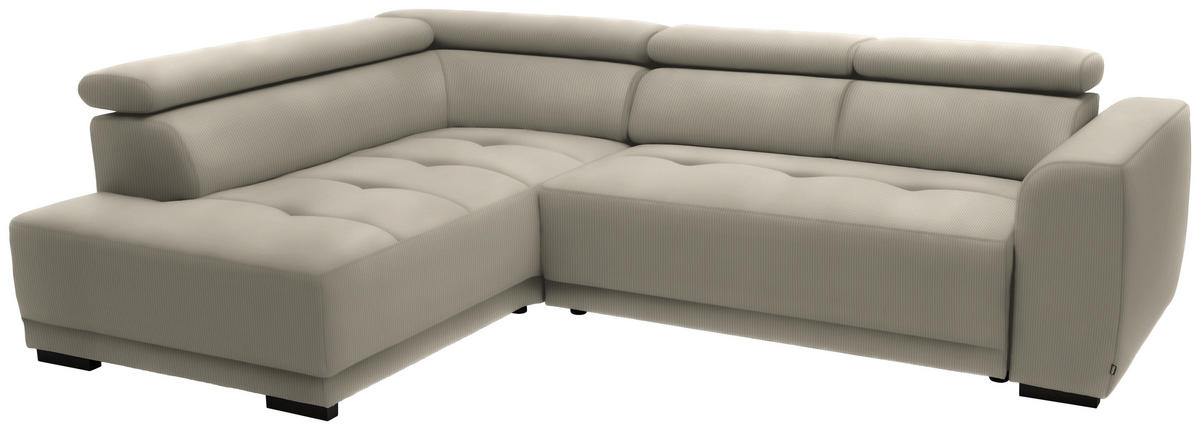 ECKSOFA in Feincord Beige  - Beige/Schwarz, Design, Kunststoff/Textil (205/284cm) - Xora