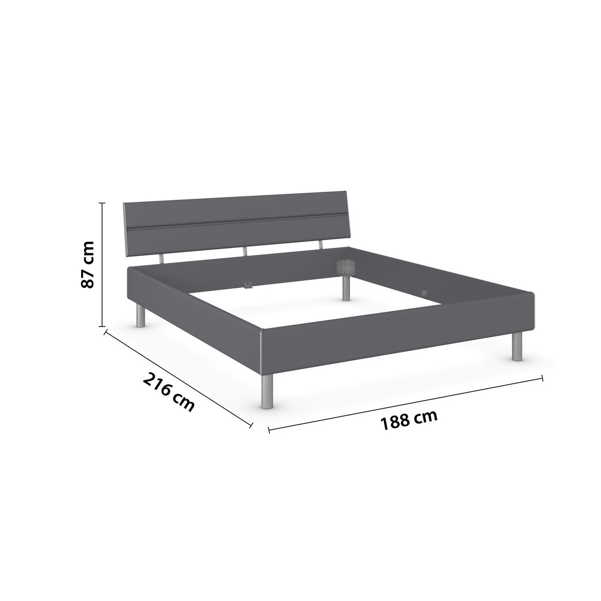 BETT 180/200 cm,  in Grau,  - Alufarben/Grau, Design, Metall (180/200cm) - Carryhome