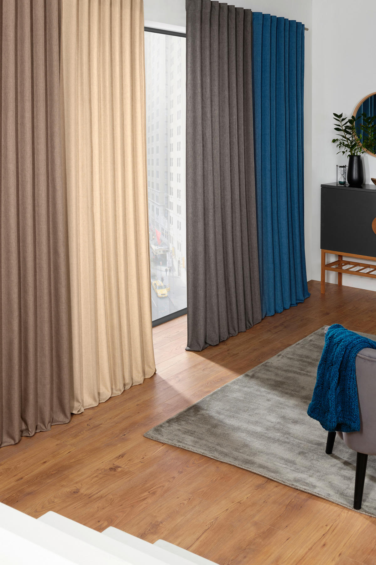 KONČANA ZAVESA  neprosojno   140/300 cm  - peščene barve, Basics, tekstil (140/300cm) - Esposa