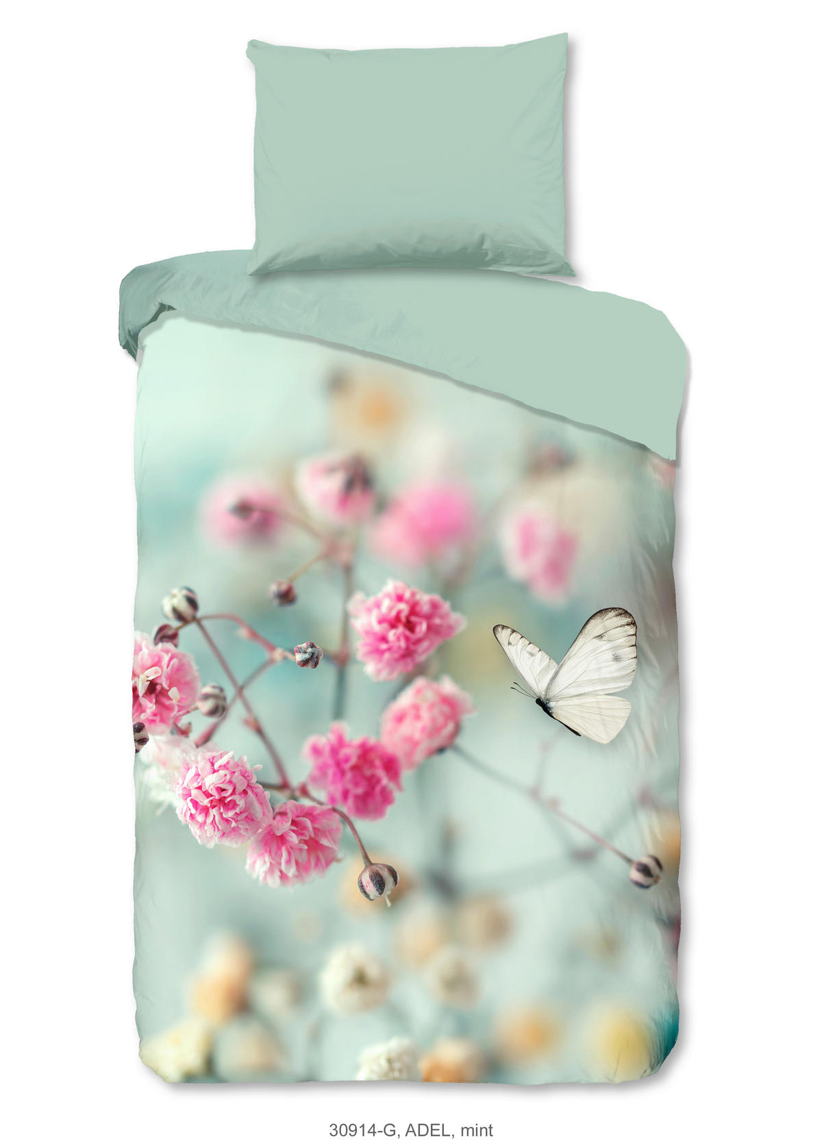 WENDEBETTWÄSCHE Good Morning Renforcé 140/200 cm  - Salbeigrün/Mintgrün, Design, Textil (140/200cm)