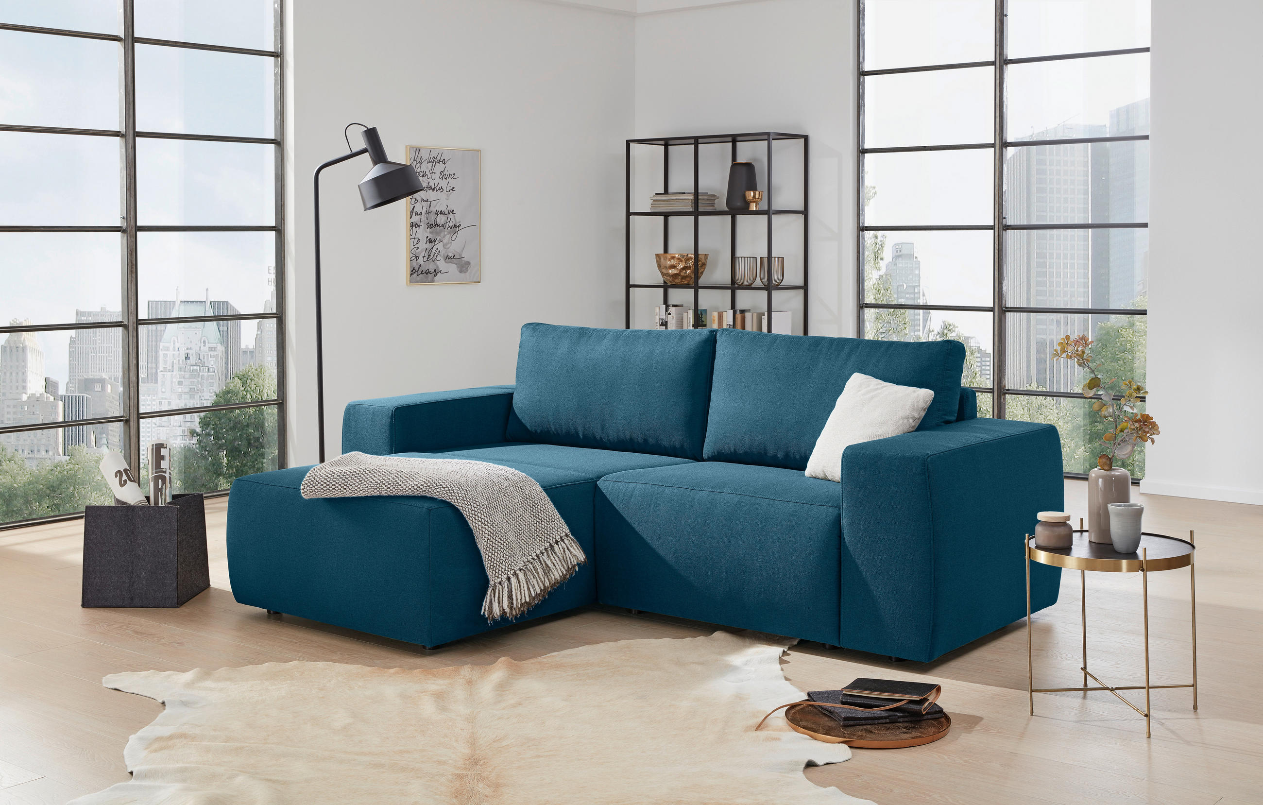 ECKSOFA Dunkelblau Webstoff  - Schwarz/Dunkelblau, Design, Kunststoff/Textil (160/242cm) - LOOKS by W.Joop