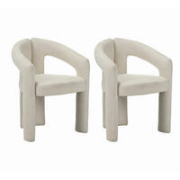 STUHL-SET 2 Stück  in Stahl Bouclé  - Elfenbein, MODERN, Textil/Metall (60/78/57cm) - Livetastic