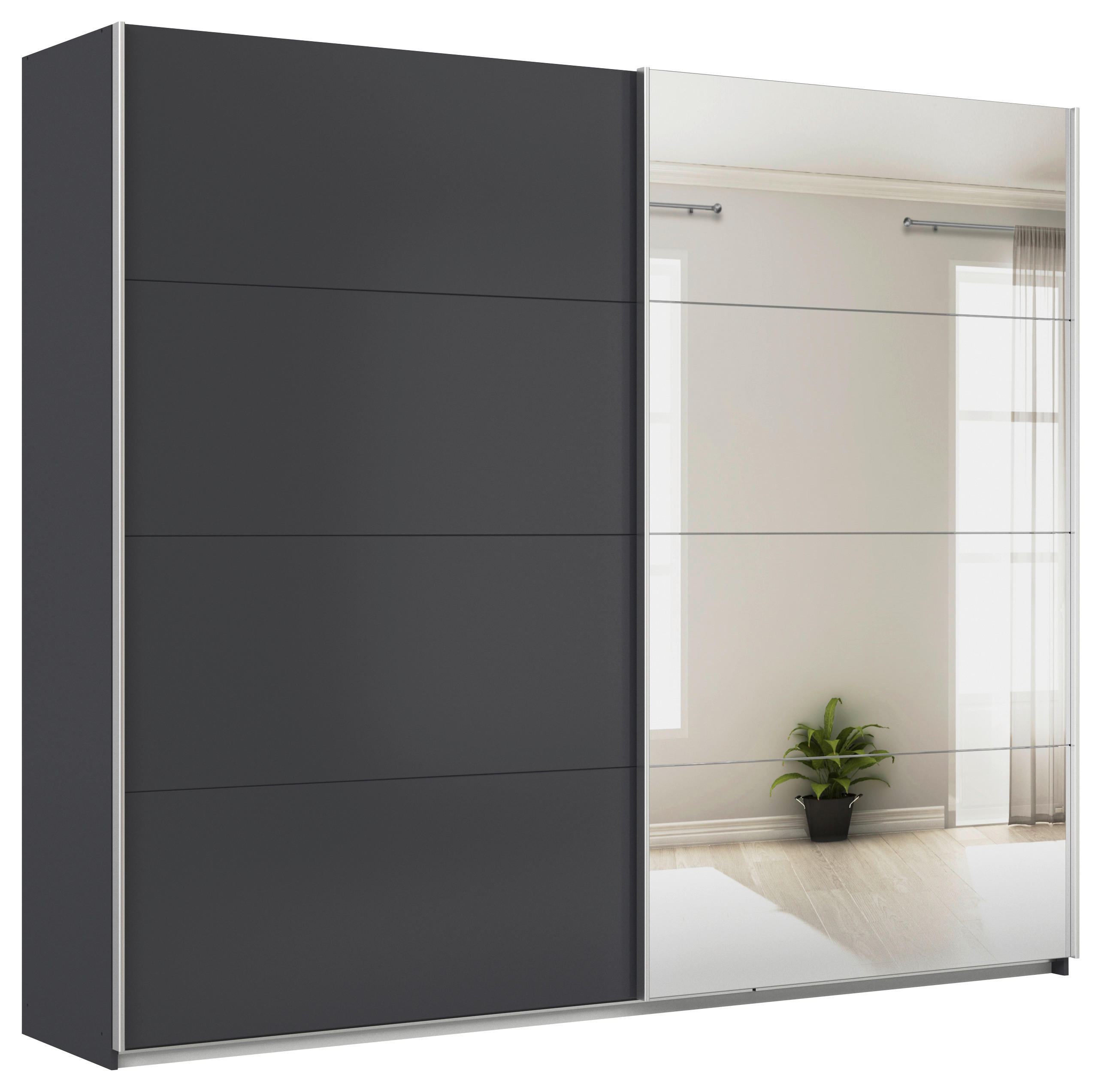 Schwebetürenschrank + Spiegel B: 271cm Feldkirch Grau