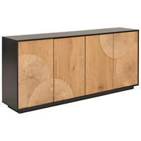 COMODĂ CU UșI 180/81/40 cm  - culoare lemn stejar/negru, Lifestyle, material pe bază de lemn (180/81/40cm) - Ambia Home