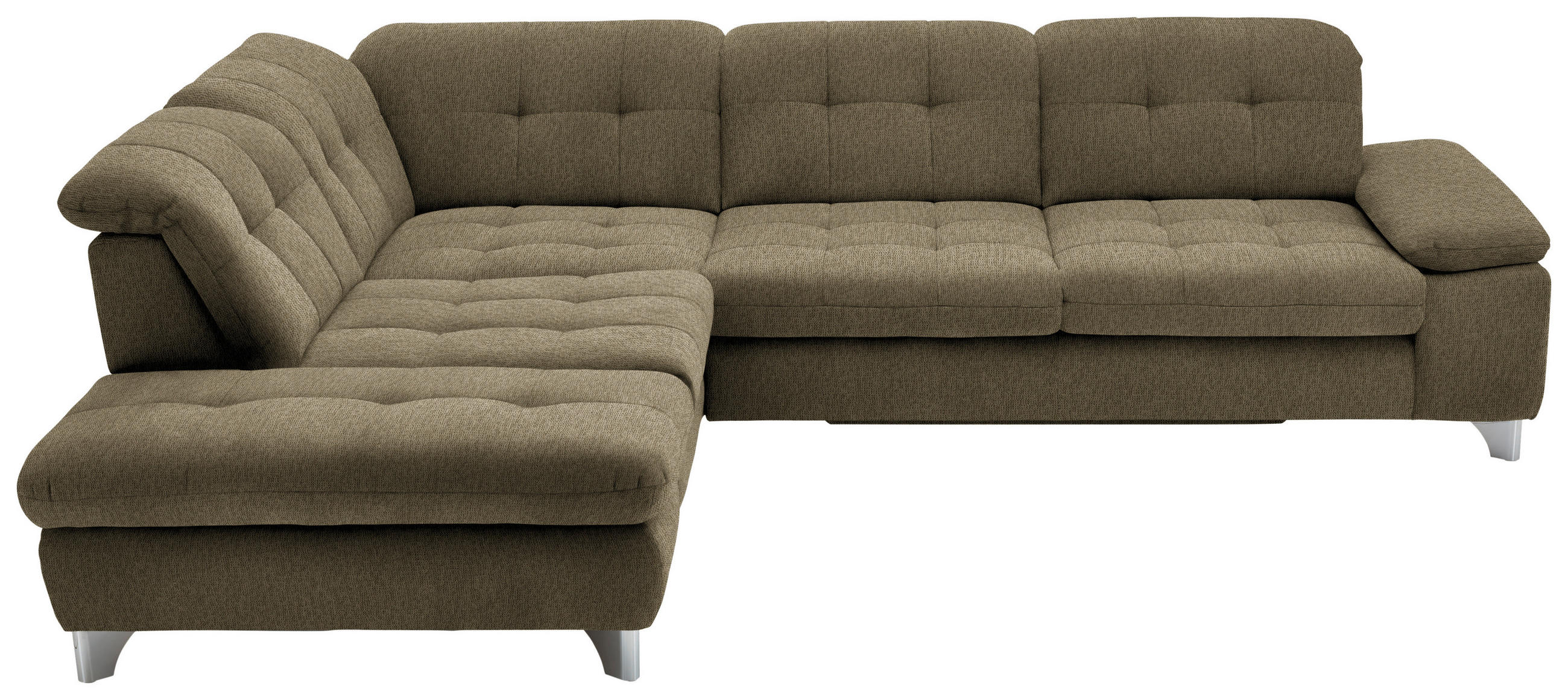 ECKSOFA in Chenille Olivgrün  - Chromfarben/Olivgrün, Design, Textil/Metall (260/310cm) - Beldomo Speed