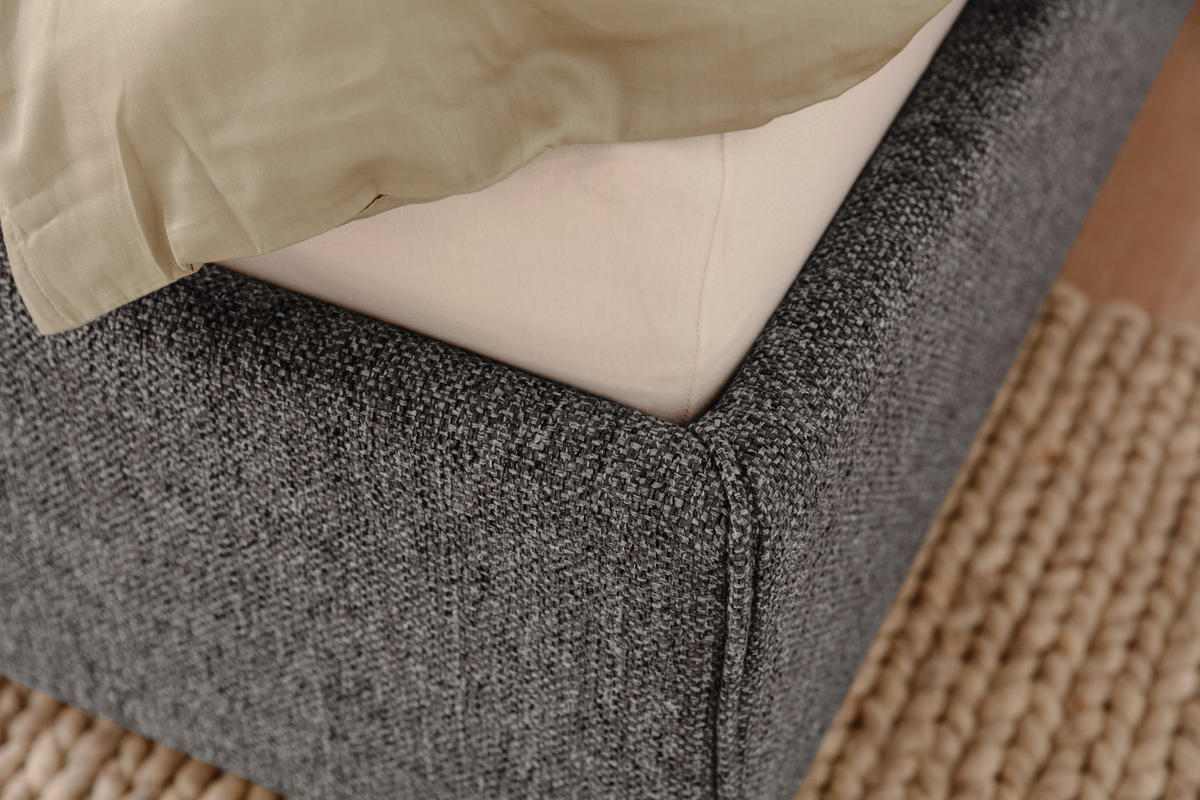 POLSTERBETT Lattenrost, Bettkasten Grau 180/200 cm  - Birkefarben/Buchefarben, Design, Holz/Textil (180/200cm) - Schöner Wohnen