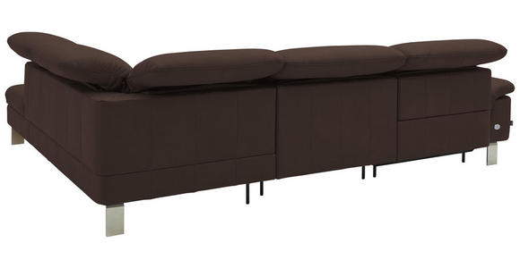 ECKSOFA in Echtleder Dunkelbraun  - Edelstahlfarben/Dunkelbraun, Design, Leder/Metall (309/233cm) - Dieter Knoll