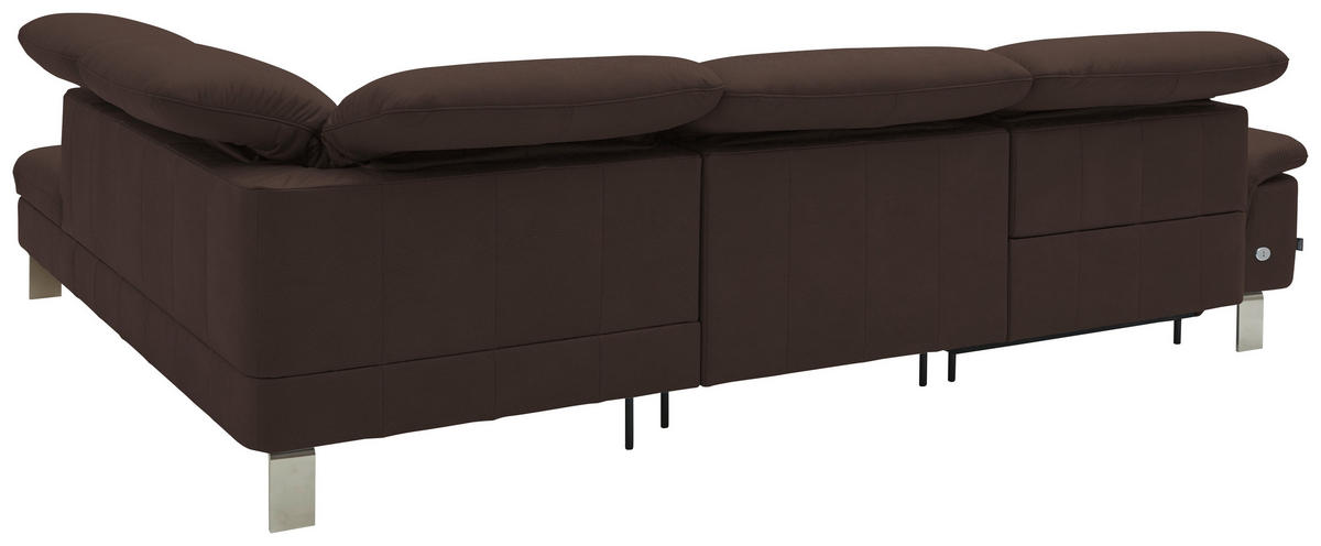 ECKSOFA in Echtleder Dunkelbraun  309/233 cm  - Edelstahlfarben/Dunkelbraun, Design, Leder/Metall (309/233cm) - Dieter Knoll