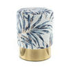 HOCKER in Textil Blau  - Blau/Goldfarben, Design, Textil/Metall (35/46/35cm) - Kayoom