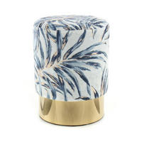HOCKER in Textil Blau  - Blau/Goldfarben, Design, Textil/Metall (35/46/35cm) - Kayoom