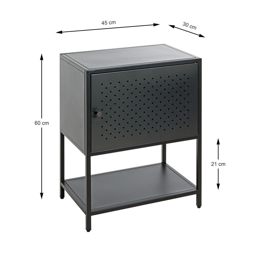 Thumbnail - Xxxl Nachtschrank, Schwarz, Metall, 45x60x30 cm, Typenauswahl, Schlafzimmer, Nachttische