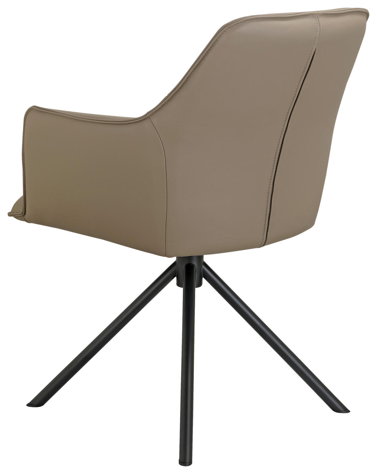 ARMLEHNSTUHL  Sitzfläche 360° drehbar, automatische Rückholfunktion  Echtleder  Schwarz, Taupe  - Taupe/Schwarz, Design, Leder/Metall (60/84/64cm) - Novel