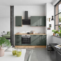 KÜCHENBLOCK Easytouch 210 cm  in Eichefarben, Dunkelgrün  - Dunkelgrün/Eichefarben, MODERN, Holzwerkstoff/Metall (210cm) - Nobilia