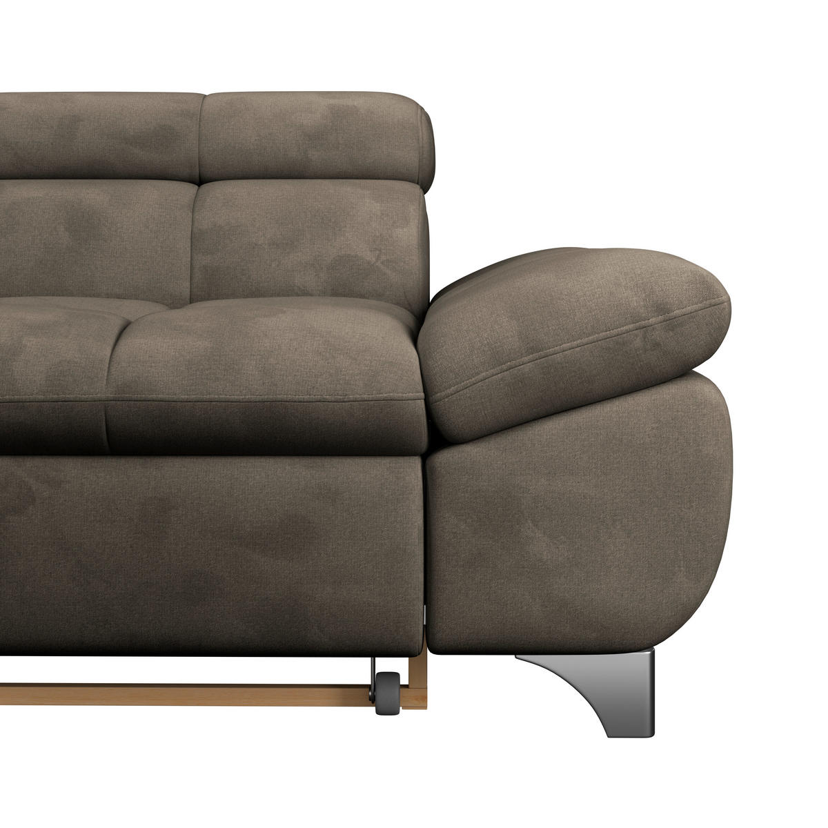 ECKSOFA Taupe Chenille  - Taupe/Chromfarben, KONVENTIONELL, Textil/Metall (234/312cm) - Livetastic