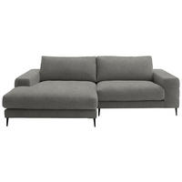 ECKSOFA in Flachgewebe Hellgrau  177/253 cm  - Hellgrau/Schwarz, Design, Textil/Metall (177/253cm) - Dieter Knoll