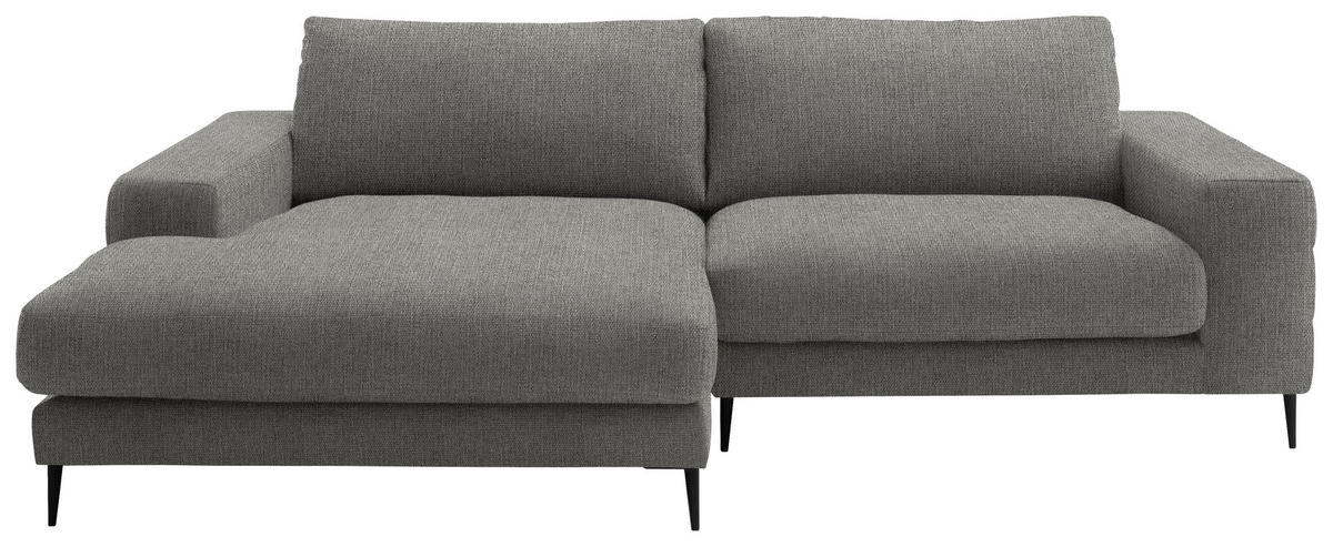 ECKSOFA in Flachgewebe Hellgrau  177/253 cm  - Hellgrau/Schwarz, Design, Textil/Metall (177/253cm) - Dieter Knoll