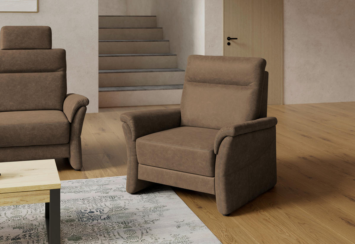 SESSEL Mikrofaser Braun  - Schwarz/Braun, Konventionell, Kunststoff/Textil (104/98/91cm) - Elegando