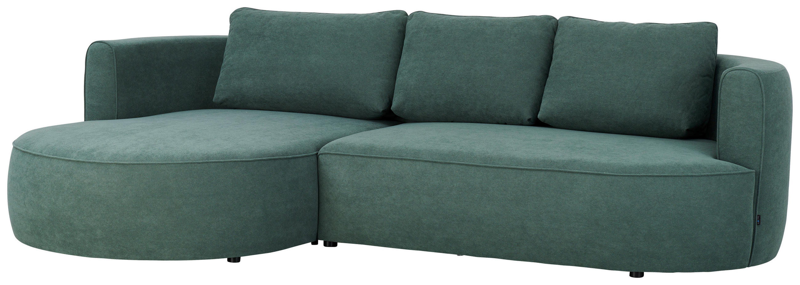 Thumbnail - Welnova Wohnlandschaft, Grün, Textil, 3-Sitzer, Füllung: Schaumstoffflocken,Schaumstoffflocken, Ottomane links, L-Form, ...