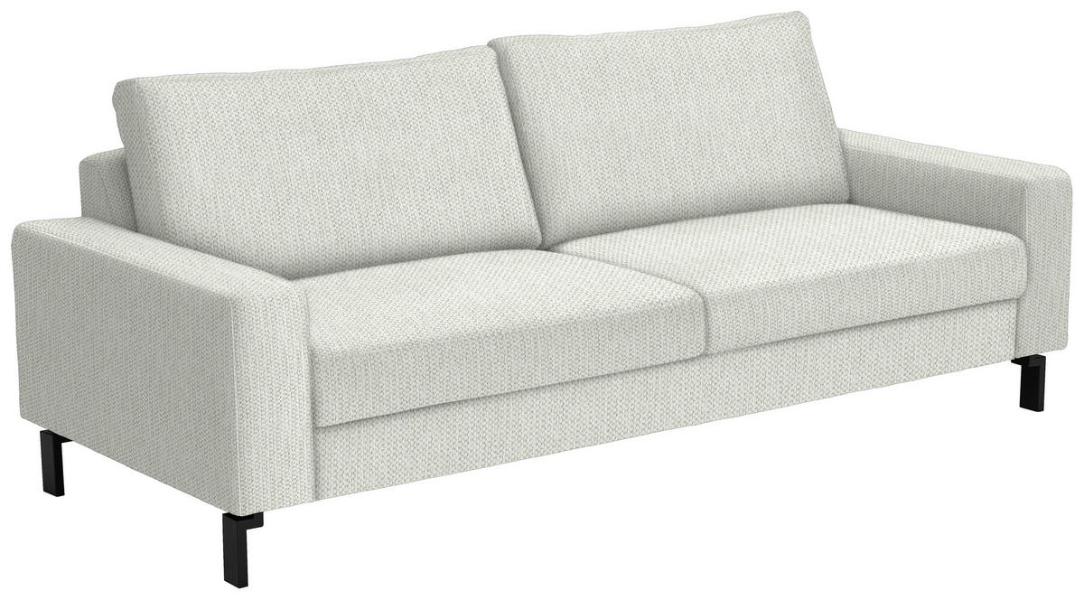 3-SITZER-SOFA in Flachgewebe Weiß  - Schwarz/Weiß, Design, Textil/Metall (218/86/97cm) - Hom`in