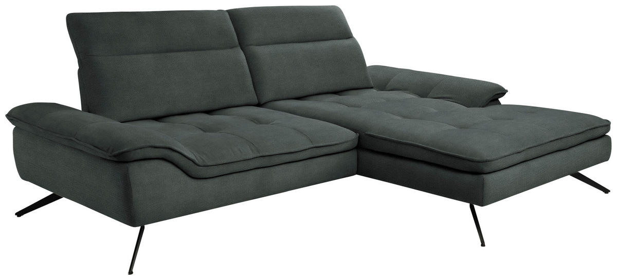 ECKSOFA in Webstoff Anthrazit  288/179-202 cm  - Anthrazit/Schwarz, Design, Textil/Metall (288/179-202cm) - Stylife