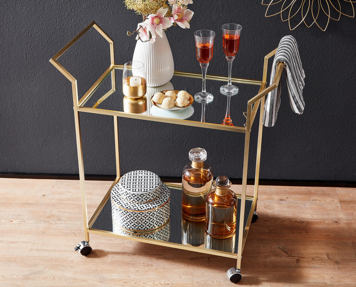 SERVIERWAGEN in Goldfarben  - Goldfarben, Modern, Glas/Kunststoff (73/37/78cm) - MID.YOU