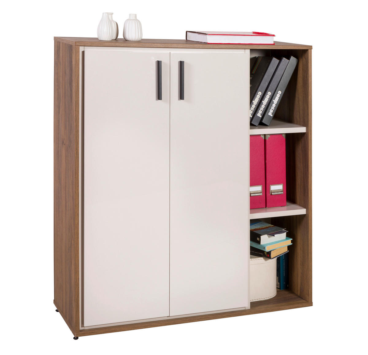 IRATTARTÓ SZEKRÉNY - kasmírszínű/diófa színű, Design, faalapú anyag (102,6/112,4/35,3cm) - Stylife