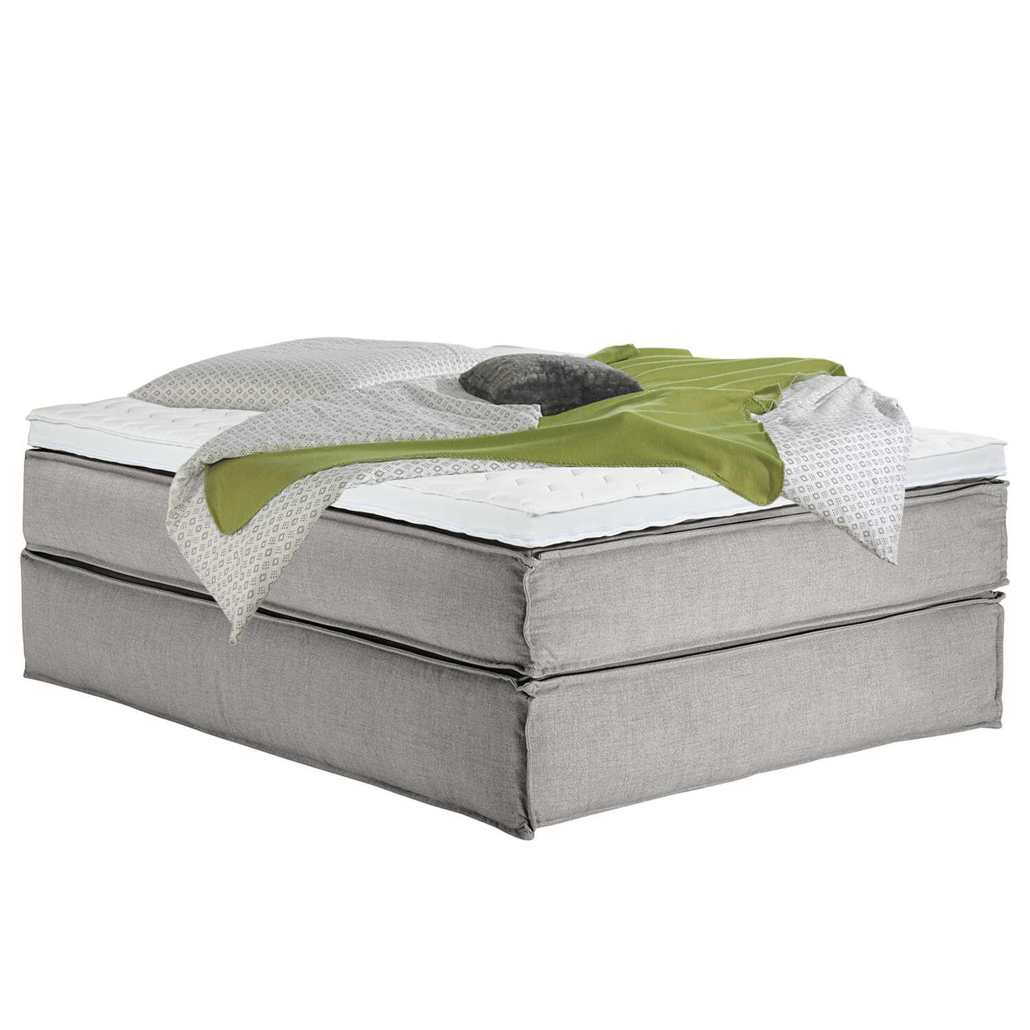BOXSPRINGBETT 160/200 cm  in Hellgrau  - Hellgrau/Schwarz, Design, Textil (160/200cm) - home24