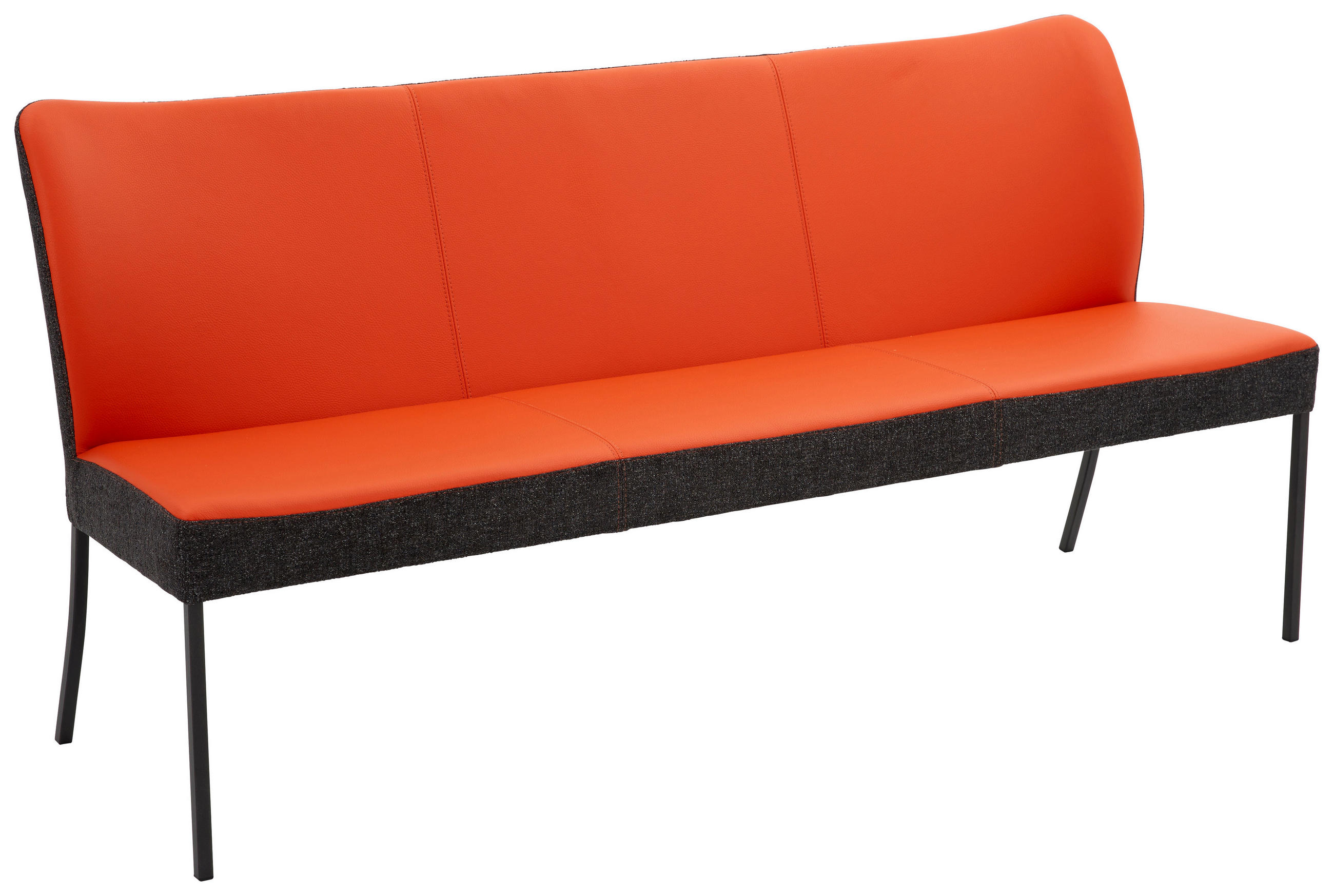 SITZBANK 180/89/65 cm Webstoff Echtleder Anthrazit, Orange Metall  - Anthrazit/Orange, Design, Leder/Textil (180/89/65cm) - Bert Plantagie