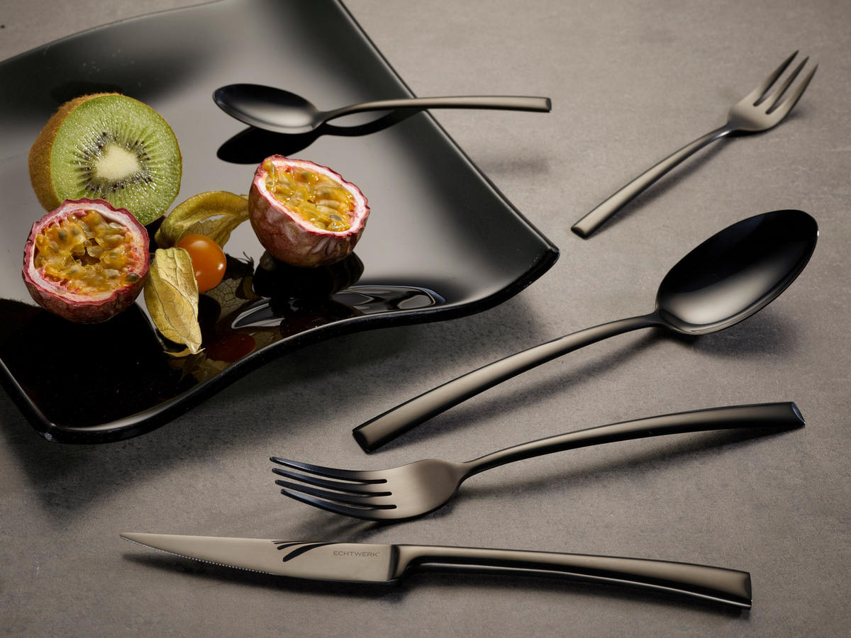 BESTECKSET Avelino Shiny  30-teilig  - Schwarz Hochglanz, Design, Metall (35,5/25,5/5cm) - Echtwerk