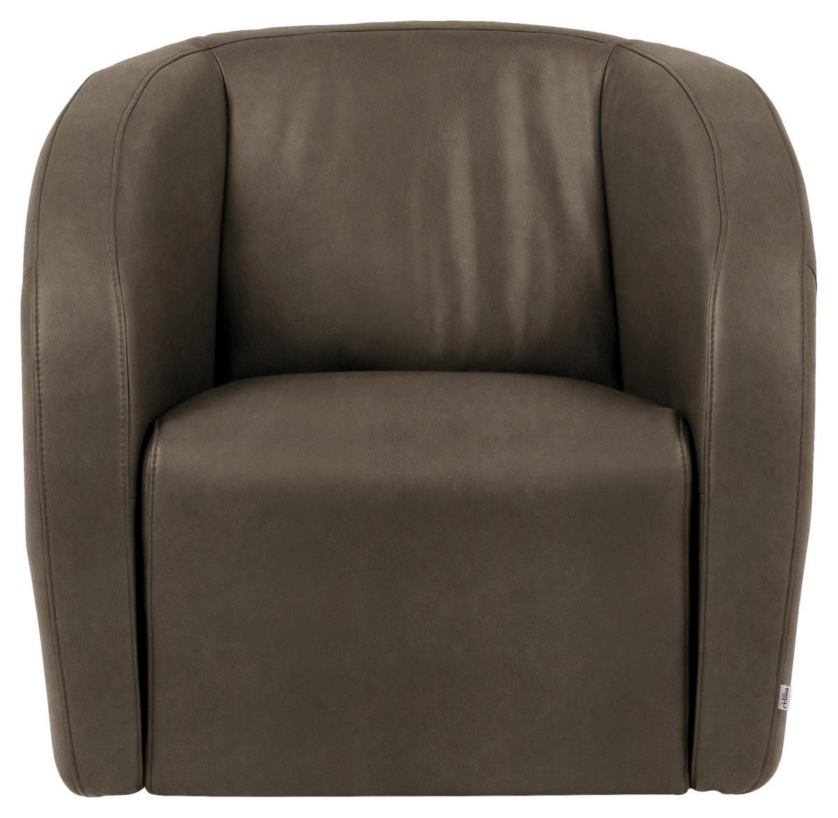 SESSEL in Echtleder Graubraun  - Graubraun/Schwarz, Design, Leder/Kunststoff (80/78/82cm) - Celina