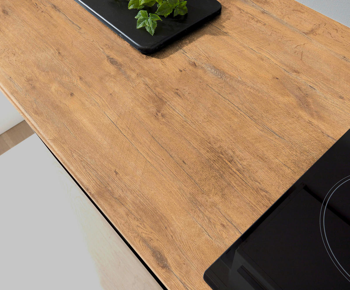 BLOK KUHINJA S APARATIMA  crna, boje hrasta  - boje hrasta/crna, Trend, drvni materijal/plastika (160cm) - MID.YOU