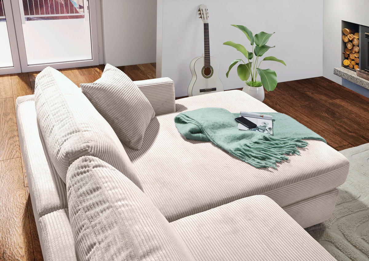 ECKSOFA Naturfarben Cord  - Schwarz/Naturfarben, KONVENTIONELL, Kunststoff/Textil (234/170cm) - Carryhome