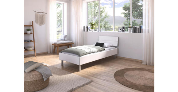 BETT 90/200 cm  in Weiß  - Alufarben/Weiß, Design, Holzwerkstoff/Metall (90/200cm) - Carryhome