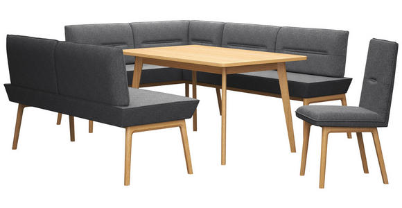 SITZBANK 160/92/66 cm Webstoff Eichefarben, Dunkelgrau Eiche massiv  - Eichefarben/Dunkelgrau, KONVENTIONELL, Holz/Textil (160/92/66cm) - Linea Natura