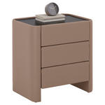 NACHTSCHRANK 57/60/41 cm  - Hellbraun/Greige, Design, Glas/Textil (57/60/41cm) - Johann Jakob
