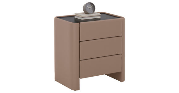 NACHTSCHRANK 57/60/41 cm - Hellbraun/Greige, Design, Glas/Textil (57/60/41cm) - Johann Jakob