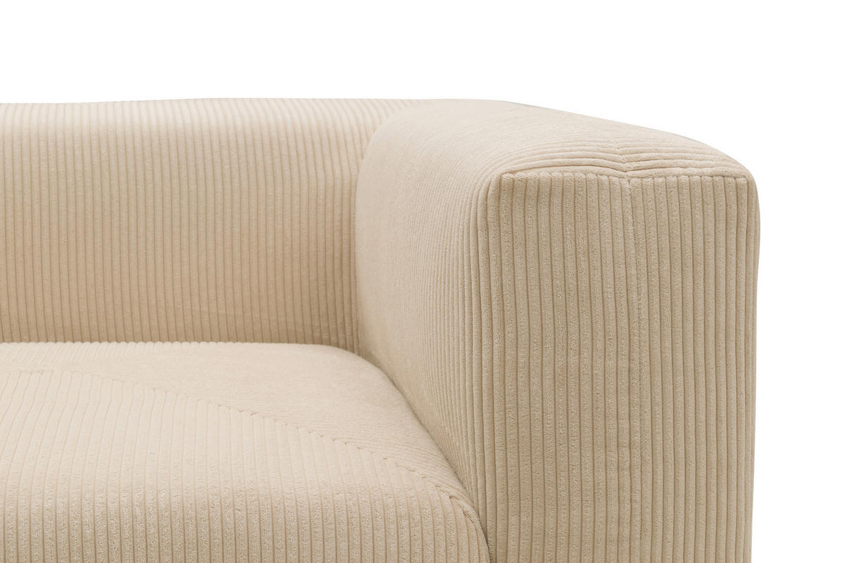 ECKSOFA in Cord, Mikrofaser Creme   - Creme/Schwarz, Design, Kunststoff/Textil (301/69/193cm) - MID.YOU