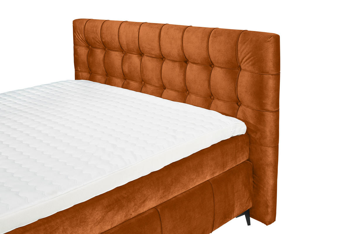 BOXSPRINGBETT 180/200 cm  in Cognac  - Cognac/Schwarz, KONVENTIONELL, Kunststoff/Textil (180/200cm) - Modante