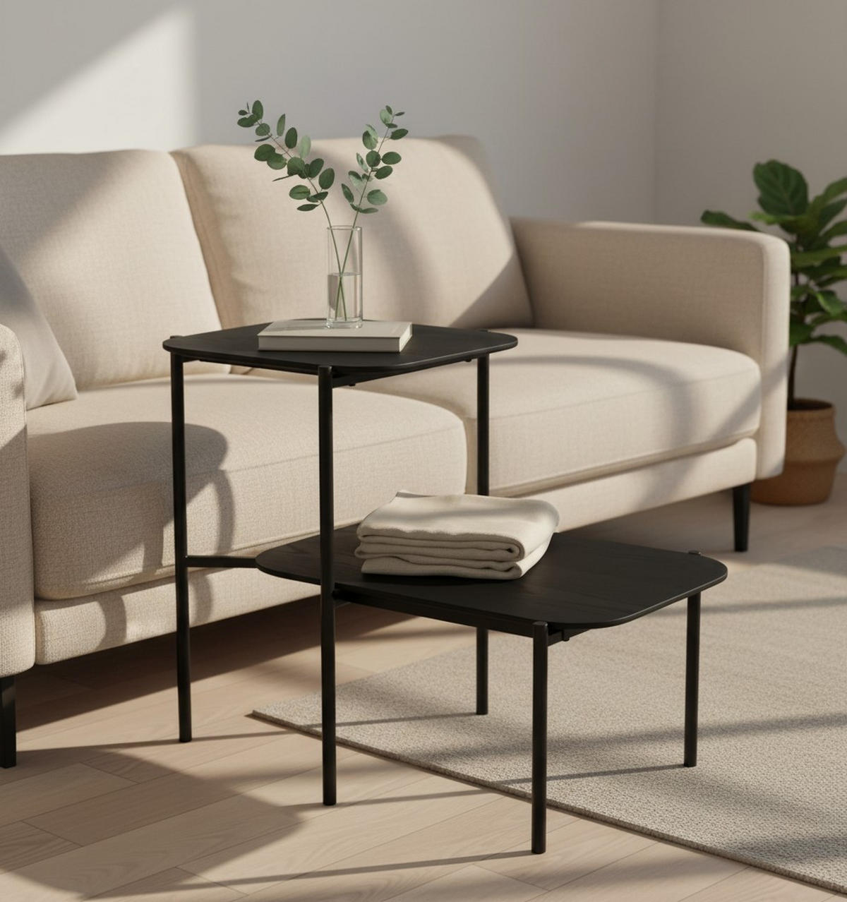 KONFERENČNÝ STOLÍK, čierna, drevo, kov, kompozitné drevo, 62,4/38,2/52 cm - čierna, Trend, kov/drevo (62,4/38,2/52cm) - Lomoco