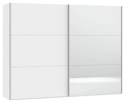 SCHWEBETÜRENSCHRANK 253/195/65 cm 2-türig Weiß  - Edelstahlfarben/Weiß, Design, Glas/Holzwerkstoff (253/195/65cm) - Boxxx