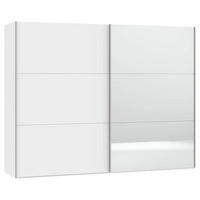 SCHWEBETÜRENSCHRANK 253/195/65 cm 2-türig Weiß  - Edelstahlfarben/Weiß, Design, Glas/Holzwerkstoff (253/195/65cm) - Boxxx